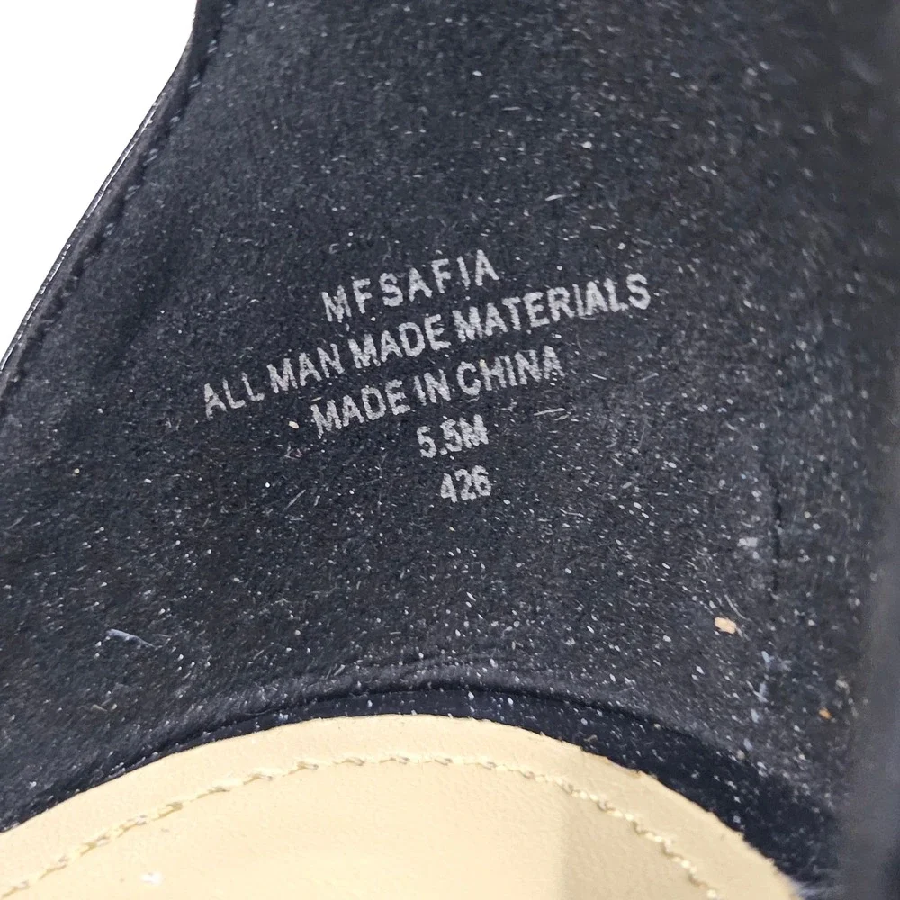 Marc Fisher Safia Black Patent Glitter Block‎ Heel Sandals 5.5M QMSAFIA NEW